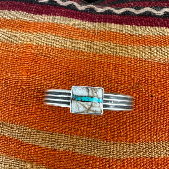 Silver and Royston Ribbon Turquoise Women's Bracelet - Picture 1 of 4